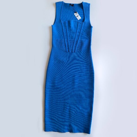 Express Women's Body Contour Corset Midi Sweater Dress Size S Blue - Picture 1 of 6